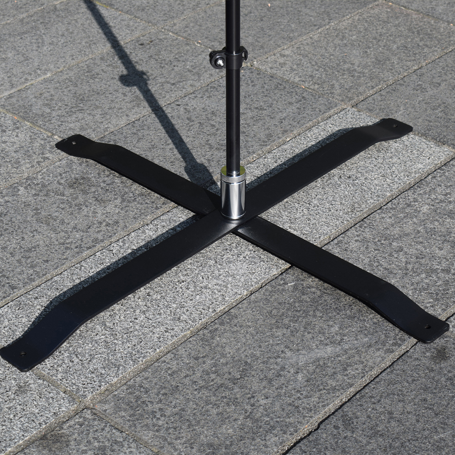 Cross base for fiberglass poles