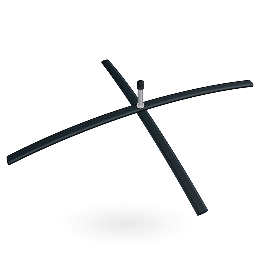 Light cross base for aluminium poles